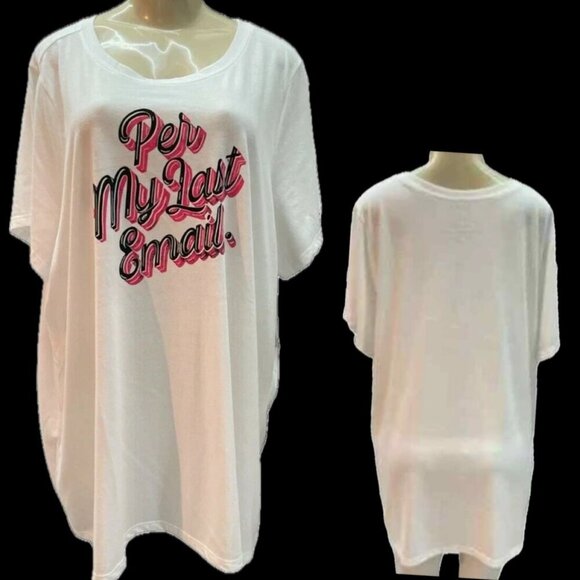Torrid +5 White Crew Neckline Per My Email Text Graphic Short Sleeve T- Shirt - Picture 1 of 6